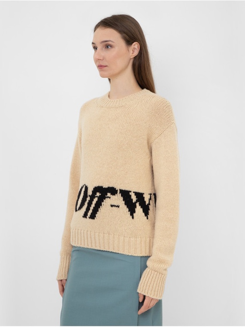 Off-White Cream Logo Sweater 2021 Season